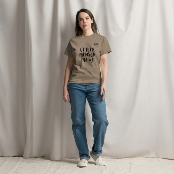 Herren und Damen Klassisches Unisex T-Shirt- oiso i find jo/Geiler Mensch – Bild 3