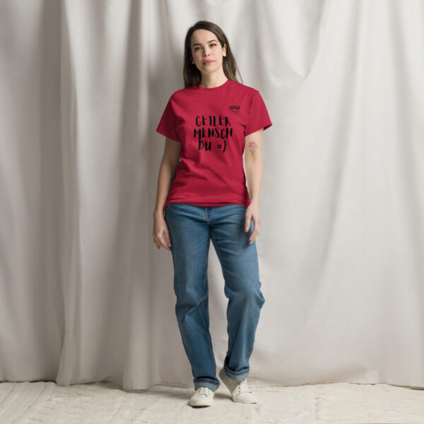 Herren und Damen Klassisches Unisex T-Shirt- oiso i find jo/Geiler Mensch
