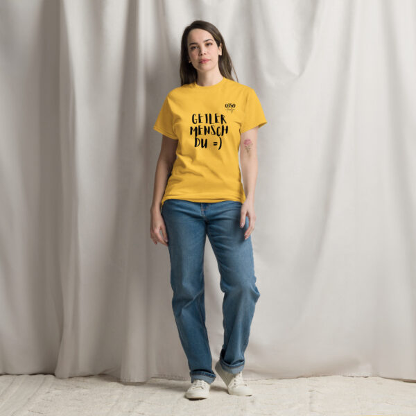 Herren und Damen Klassisches Unisex T-Shirt- oiso i find jo/Geiler Mensch – Bild 5