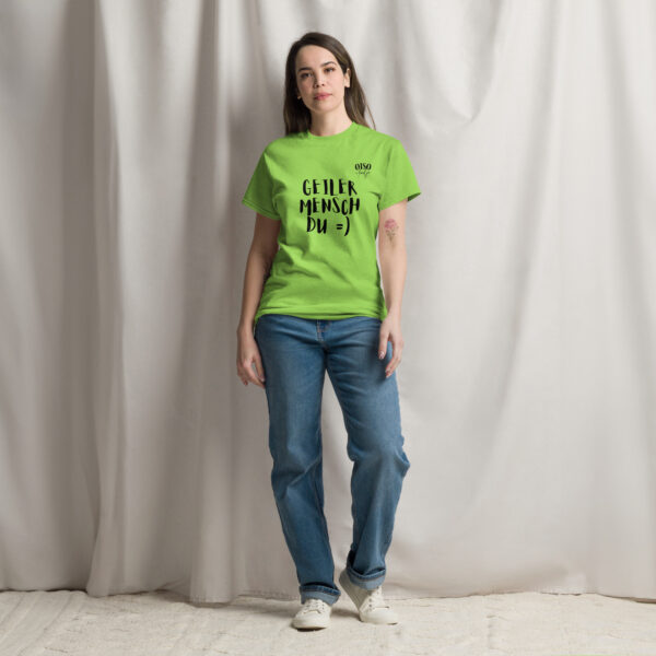Herren und Damen Klassisches Unisex T-Shirt- oiso i find jo/Geiler Mensch – Bild 4