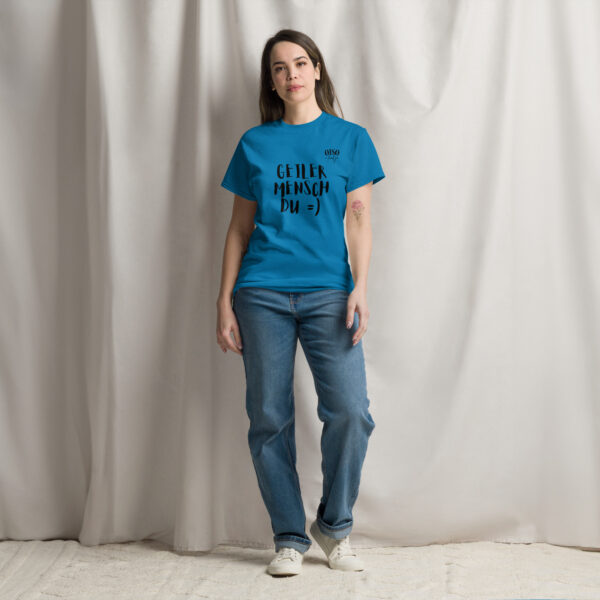 Herren und Damen Klassisches Unisex T-Shirt- oiso i find jo/Geiler Mensch – Bild 2